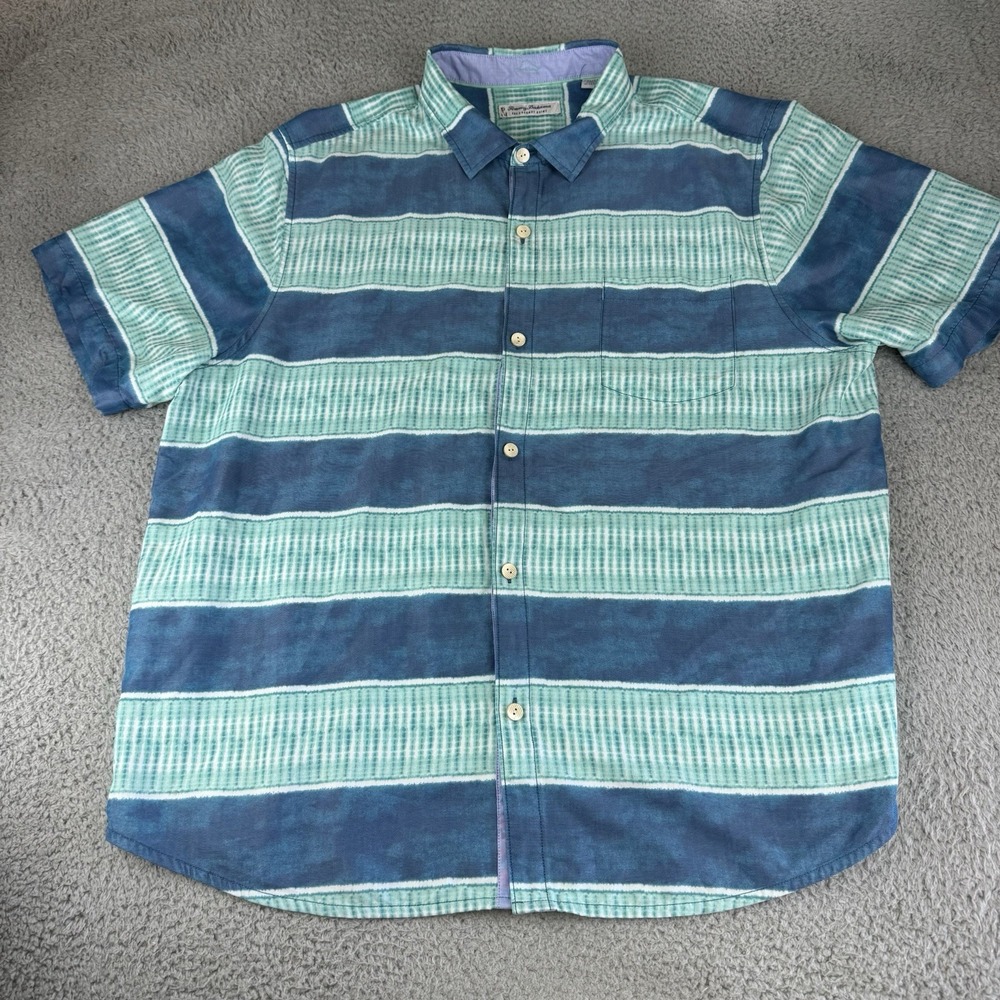 Tommy Bahama Mens Shirt Blue Green The Coconut Point Tencel Cool Max Xxl